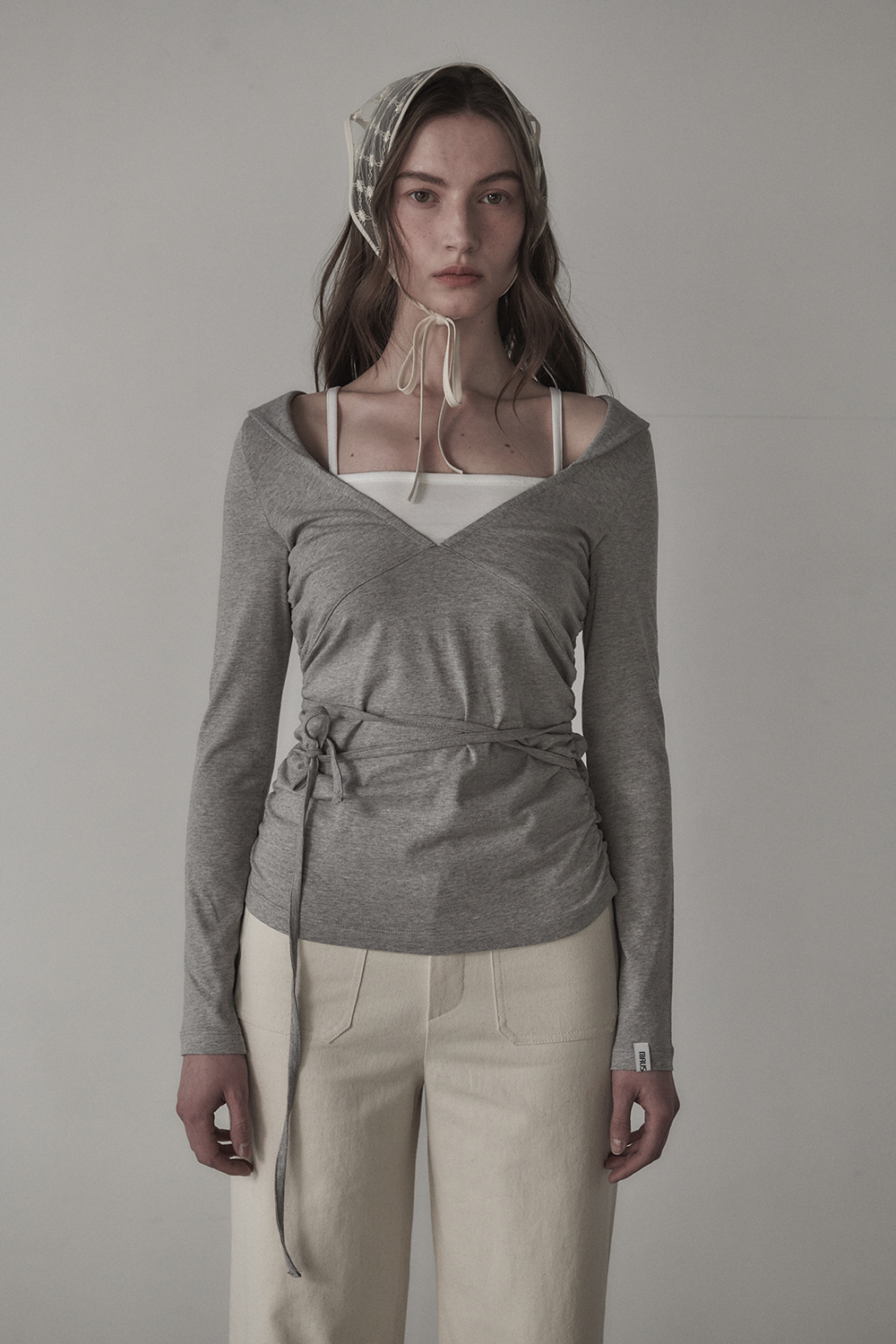 [2차 리오더]Selenē Sailor collor layered t-shirt - Grey